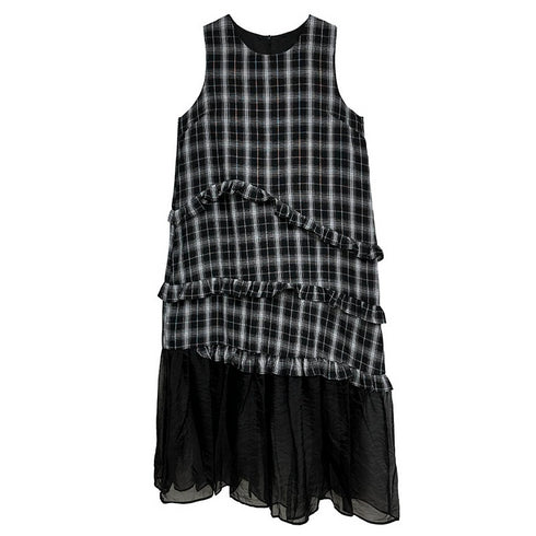 Layered Check Frill Dress