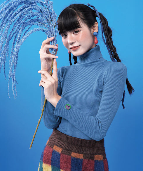 Rib Turtleneck Knit Top