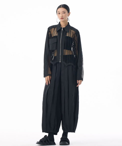 Mesh Zip Utility Blouse