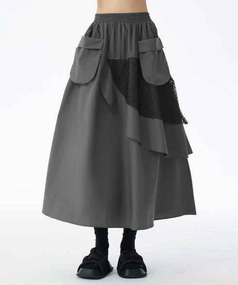 Layered Mesh Flap Skirt