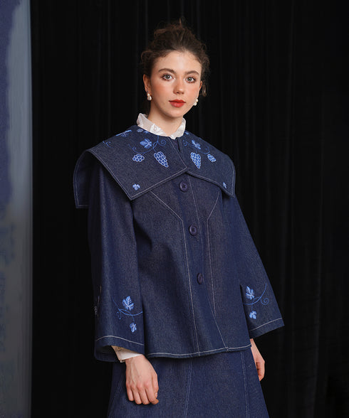 Grape Embroidered Denim Jacket