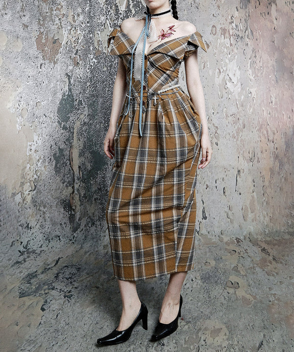 Plaid Fold Line Dress