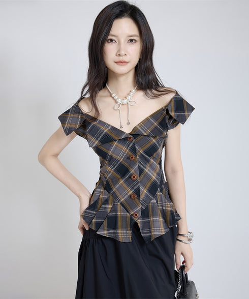 Fold Collar Peplum Top