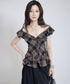 Fold Collar Peplum Top