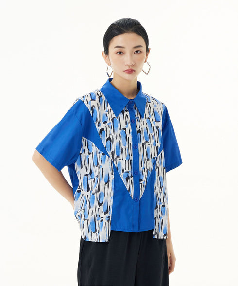 Blue Graphic Blouse
