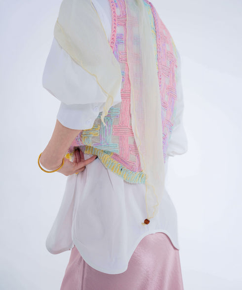 Pastel Grid Knit Vest
