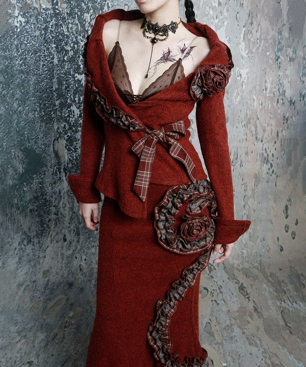 Ruffle Trim Wrap Cardigan