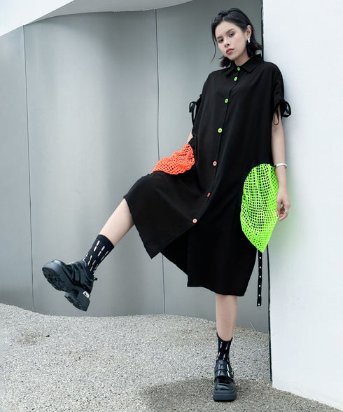 Neon Pocket Shirt Dress