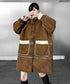 Hooded Faux Shearling Patch Coat