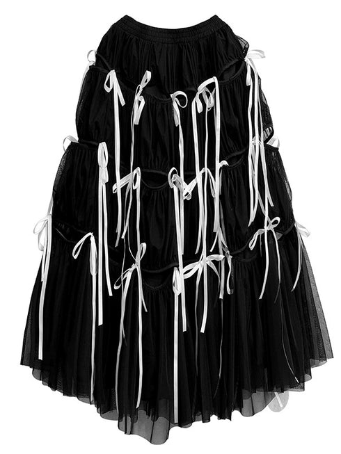 Ribbon Layered Mesh Skirt