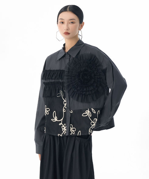 Floral Embroidery Mix Blouse