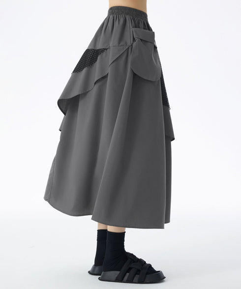 Layered Mesh Flap Skirt