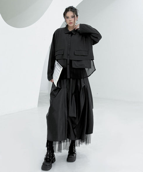 Layered Balloon Mesh Skirt