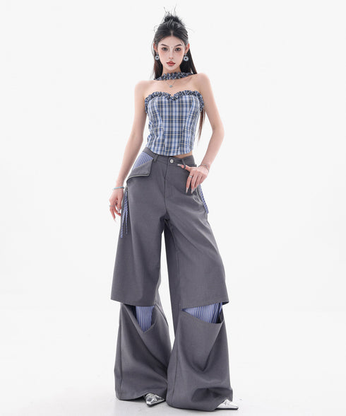 Frayed Contrast Knit Top