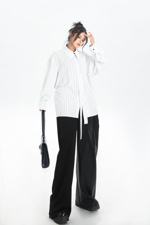 Contrast Texture Wide Pants