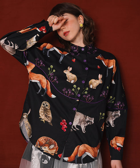 Forest Animal Printed Blouse