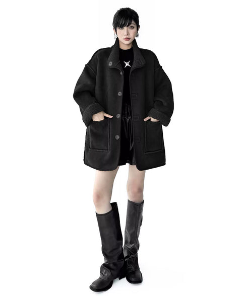 Shearling Texture Oversized Coat