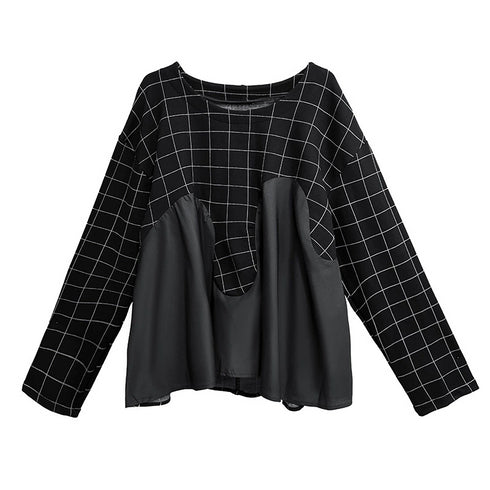 Grid Layered Contrast Top