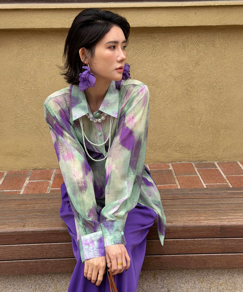 Veil Tie Print Blouse