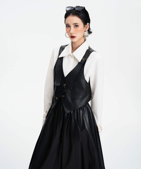 Contrast Button Tailored Vest