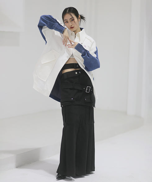 Dual-Tone Contrast Sleeve Jacket