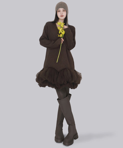 Meringue Veil Hem Dress