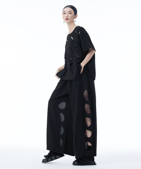 Dot Slit Wide Pants