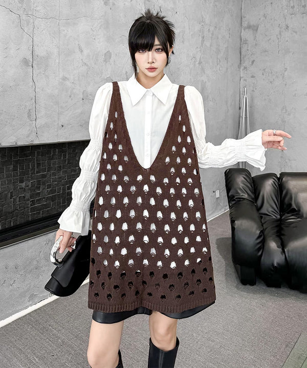 Openwork Deep V Vest