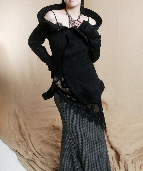 Sculptural Drape Collar Top