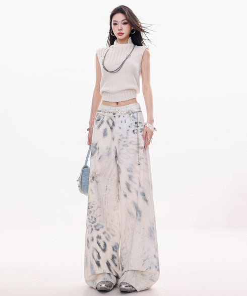 Frayed Contrast Knit Top