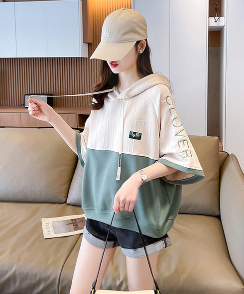 Block Tone Hoodie Top