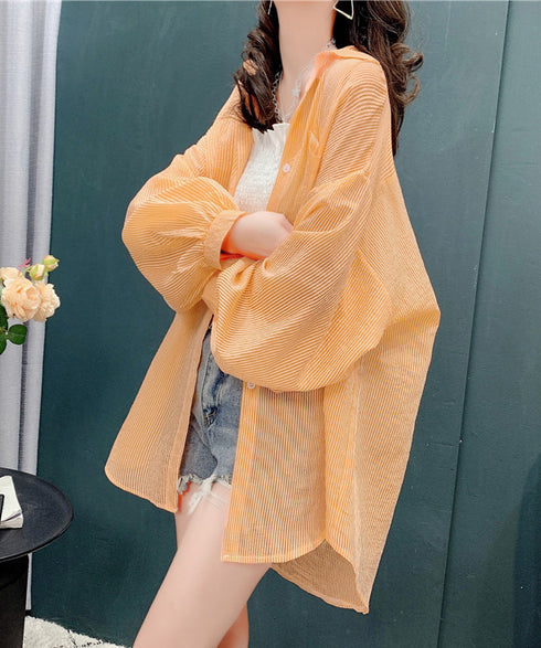 Airy Stripe Over Blouse