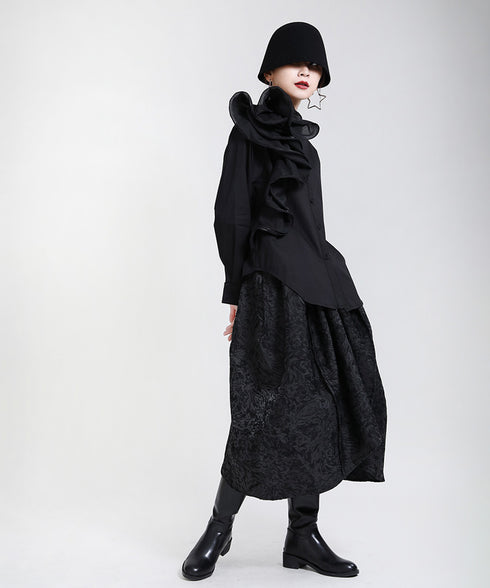 Glossy Dot Bow Blouse