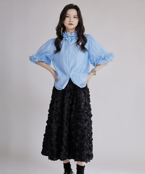 Flower Sleeve Blouse