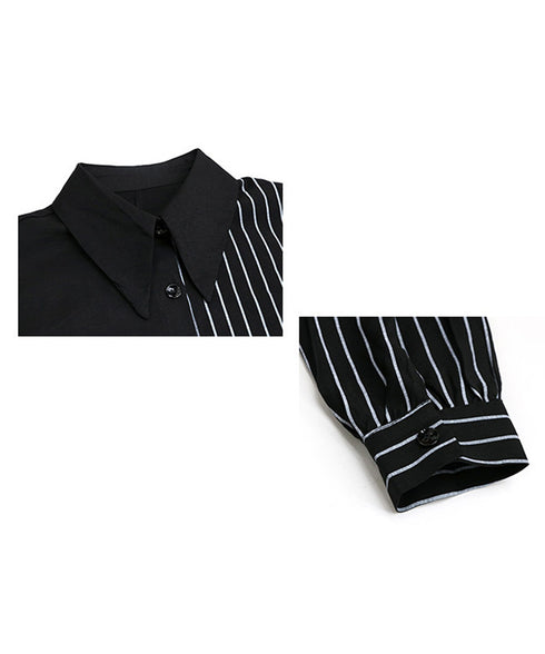 Split Print Stripe Shirt