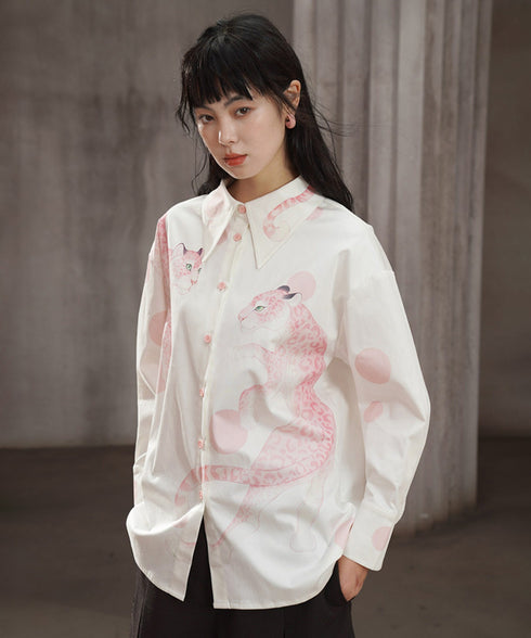 Pink Panther Graphic Collar Blouse