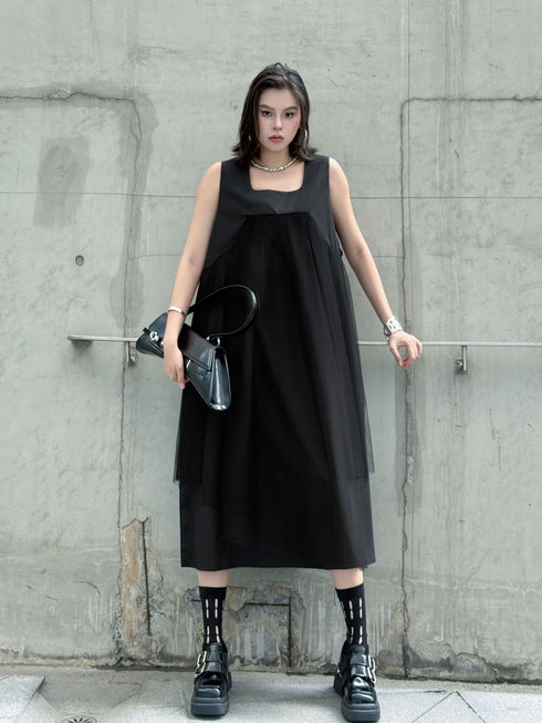 Layered Mesh Flare Dress