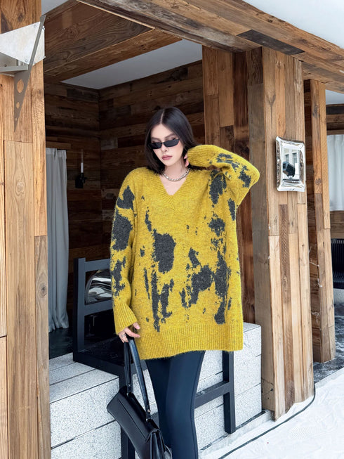 Abstract Dye Oversized Knit Top