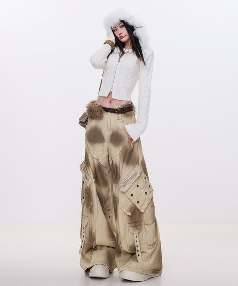 Dust Wash Multi Pocket Wide Pants