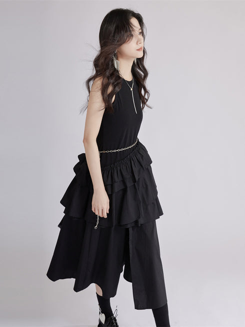 Frill Layered Combination Dress