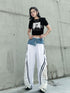Hybrid Denim Lace Track Pants