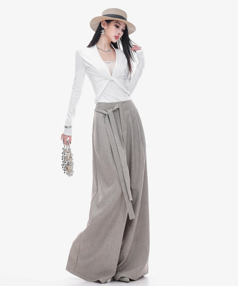 Drape Belt Wide Slacks