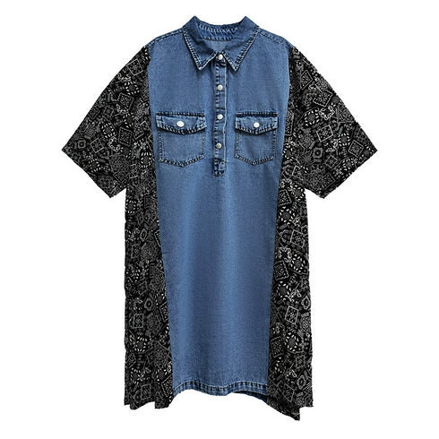 Panel Mix Denim Dress