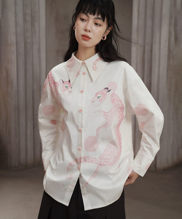 Pink Panther Graphic Collar Blouse