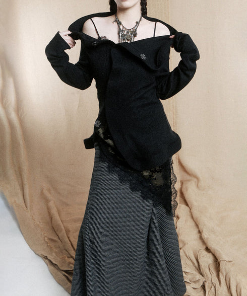 Sculptural Drape Collar Top