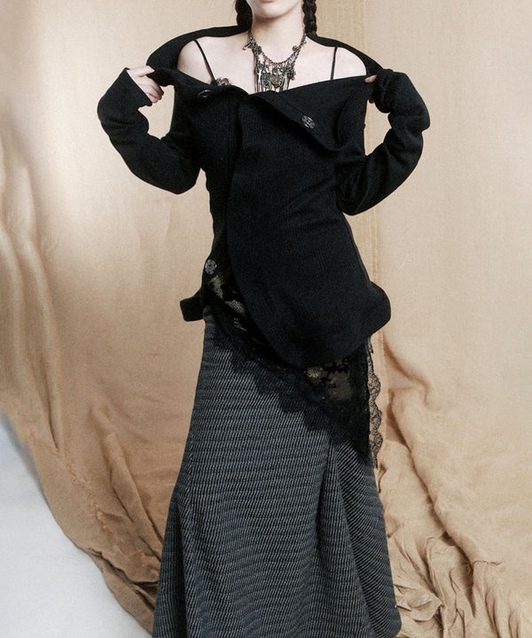 Sculptural Drape Collar Top