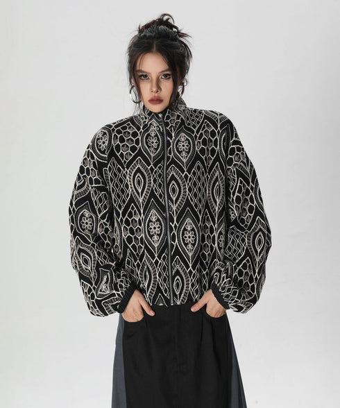 Ornate Pattern Zip Jacket