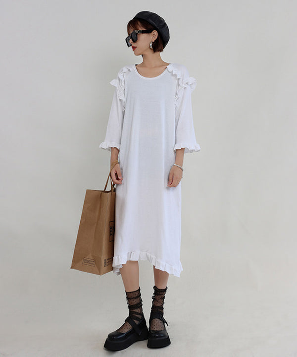 Ripple Shoulder Midi Dress