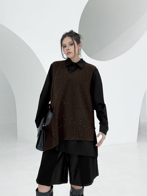Glitter Knit Vest&Minimal Layered Shirt Series