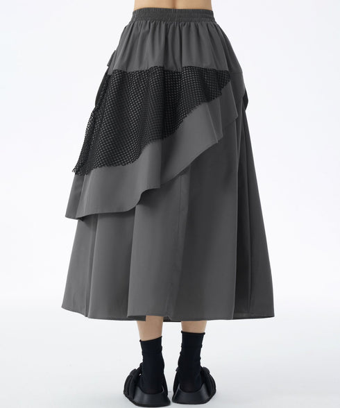 Layered Mesh Flap Skirt